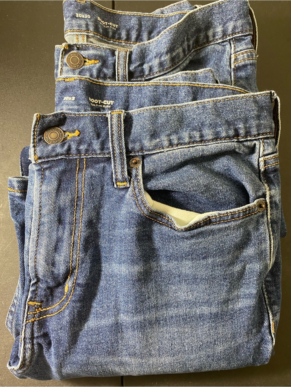 Old Navy Lot of 2 Men 30x30 Built-In Flex Bootcut Blue Denim Jeans